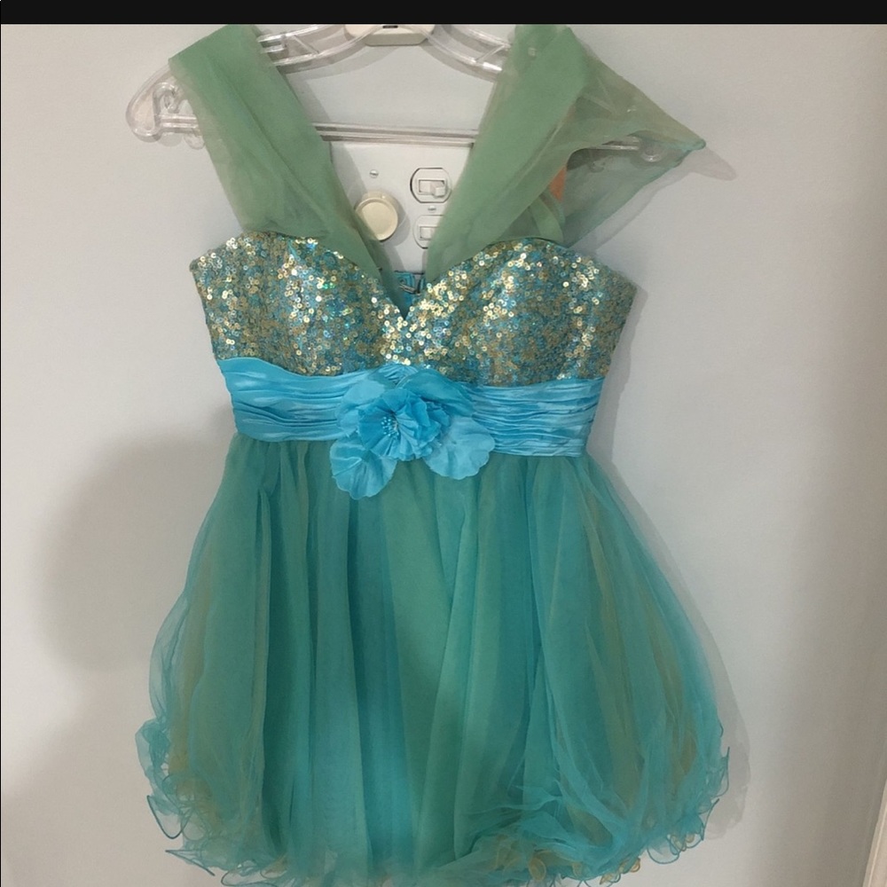 Teal And Gold Dress